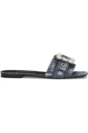 Dolce & Gabbana Embellished patchwork-denim sandals