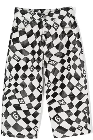 Maison Margiela Checkered logo-print jeans - Black