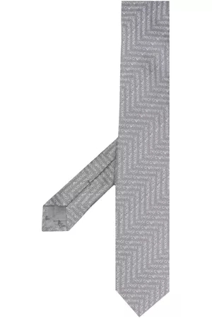 Emporio Armani Logo-jacquard silk scarf - Grey