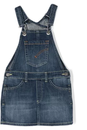 Dondup Logo-patch denim short dungarees - Blue
