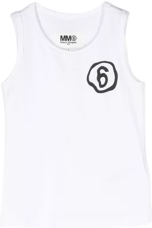 Maison Margiela Girls Tank Tops - Logo-print vest top - White