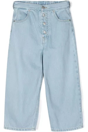 Maison Margiela Boys Wide Leg Jeans - Logo-patch wide-leg jeans - Blue
