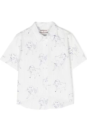 Stella McCartney Boys Shirts - Pinstripe doodle-print shirt - White
