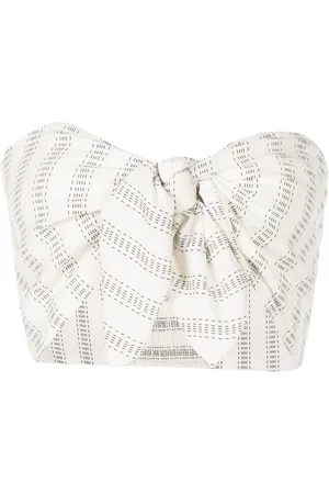 AMIR SLAMA Tie-front printed strapless top
