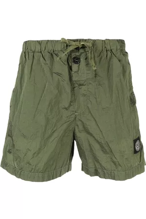 Stone Island Men Swim Shorts - Logo-patch crinkled shorts - Green
