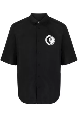 VERSACE Men Short sleeved Shirts - Logo print short-sleeve shirt - Black