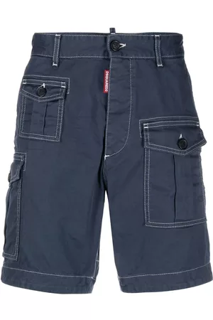 Dsquared2 Men Bermudas - Multi-pocket cotton Bermuda shorts - Blue