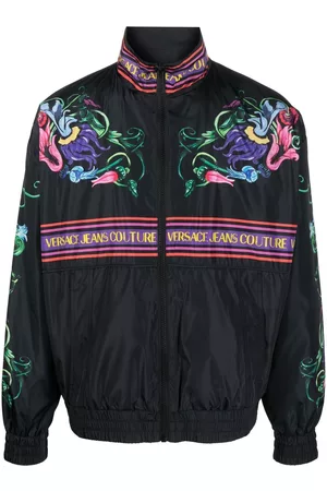 VERSACE Men Floral Jackets - Floral graphic print jacket - Black