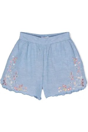Chloé Broderie-anglaise chambray shorts