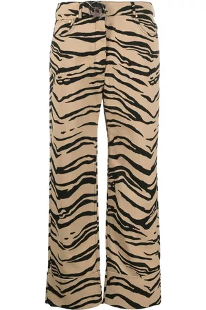 Stella McCartney Women Wide Leg Pants - Zebra-print flared trousers - Brown