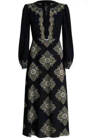 Etro Women Long Sleeve Dresses - Embroidered-design long-sleeve dress - Black