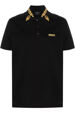 VERSACE Embroidered-logo polo shirt - Black