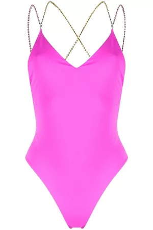 GCDS Women Swimwear - Crystal-embellished strap one-piece - Pink