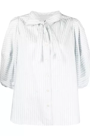 Stella McCartney Women Shirts - Stripe puff-sleeved shirt - White