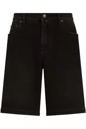 Dolce & Gabbana Men Shorts - DG Essentials stretch denim shorts - Black