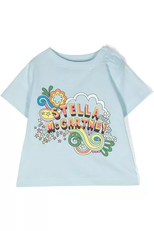 Stella McCartney Short Sleeved T-Shirts - Logo-print short-sleeved T-shirt - Blue