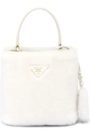 Prada faux-fur triangle-logo Tote Bag - Farfetch