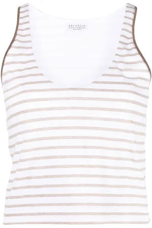 Brunello Cucinelli Scoop-neck striped vest top