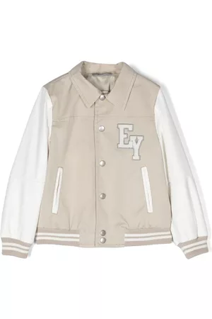 Eleventy Kids Boys Sports Jackets - Logo-patch sports jacket - Neutrals