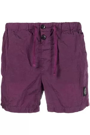 Stone Island Logo-patch crinkled shorts - Purple
