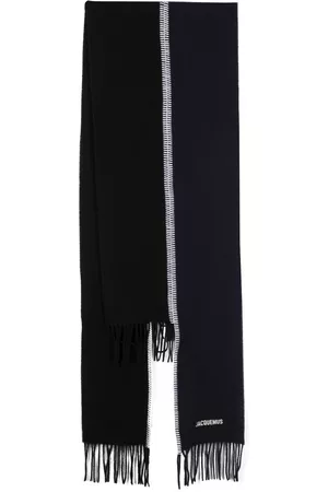 Jacquemus Men Scarves - Fringed knitted scarf - Black