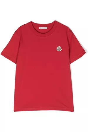 Moncler Boys Short Sleeved T-Shirts - Logo patch short-sleeve T-shirt - Red