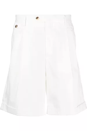 LARDINI Men Bermudas - Pleat-detail stretch-cotton shorts - White