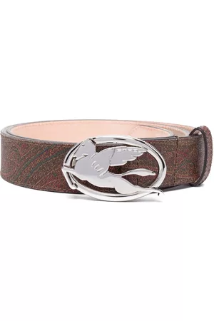 Etro Men Belts - Paisley-print pegasus-buckle belt - Brown