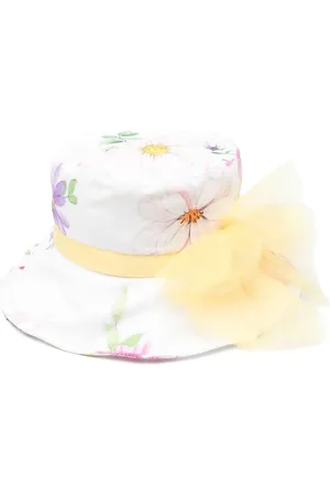 MONNALISA Floral-print ribbon-trim bucket hat