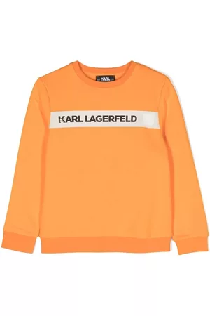 Karl Lagerfeld Boys Hoodies - Logo-print crew-neck sweatshirt - Orange