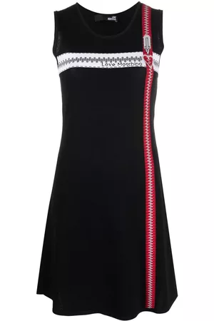 Love Moschino Zip-print knit dress - Black