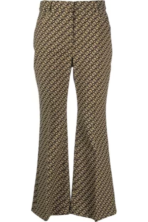 Stella McCartney Geometric-print flared cropped trousers - Brown
