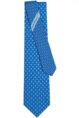 Salvatore Ferragamo Men Bow Ties - Dart print silk tie - Blue