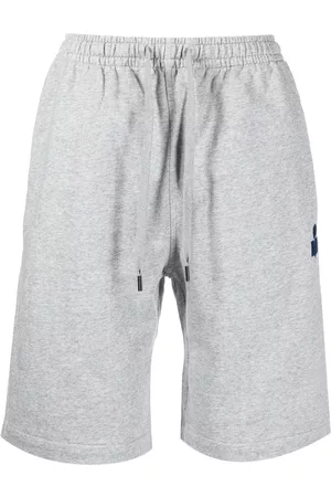 Isabel Marant Men Sports Shorts - Logo-patch drawstring track shorts - Grey