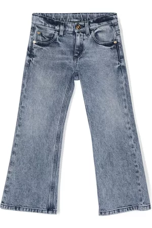VERSACE Logo-patch straight-leg jeans - Blue