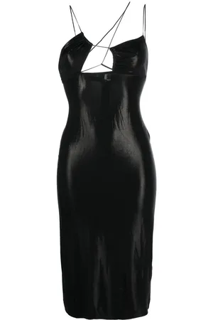 Nensi Dojaka Glossy asymmetric-neck dress
