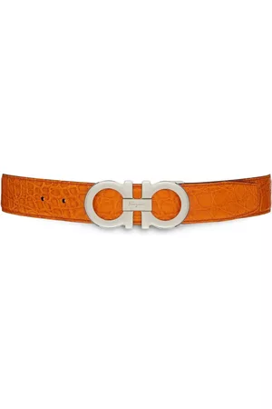 Salvatore Ferragamo Men Belts - Gancini reversible leather belt - Orange