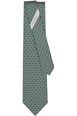 Salvatore Ferragamo Men Bow Ties - Gancini print silk tie - Green
