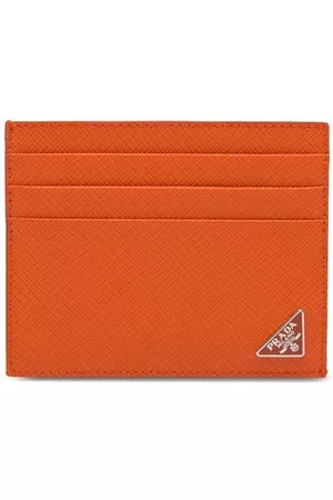 Prada Men Wallets - Logo plaque cardholder - Orange