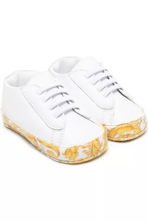 VERSACE Boys Sneakers - Baroque-print lace-up sneakers - White