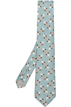 Armani Men Bow Ties - Abstract-print silk tie - Blue