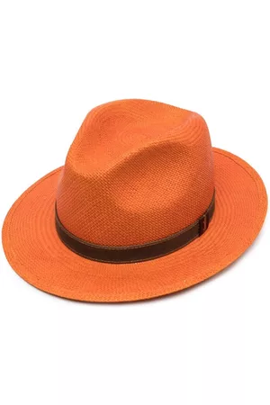 Borsalino Men Hats - Suede-detail Panama hat - Orange