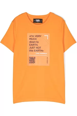 Karl Lagerfeld Slogan-print crew-neck T-shirt - Orange