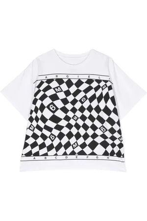 Maison Margiela Girls T-shirts - Monochrome graphic print cotton T-shirt - Black
