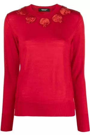 UNDERCOVER Women Sweaters - Crew-neck appliqué detailed jumper - Red