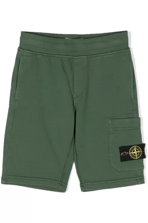 Stone Island Compass-logo cotton track shorts - Green