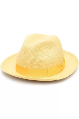 Borsalino Men Hats - Ribbon-detail panama hat - Yellow