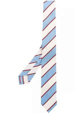 Thom Browne Men Bow Ties - Silk striped tie - Blue