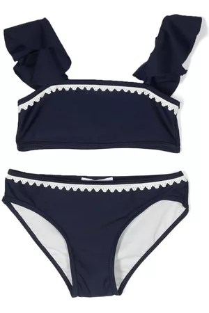 Chloé Girls Bikini Sets - Lace-trim ruffled bikini set - Blue
