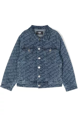 Karl Lagerfeld Boys Denim Jackets - Logo-print denim jacket - Blue